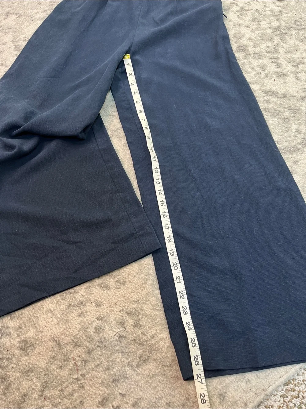 ZARA TRF COLLECTION NAVY BLUE WIDE LEG JUMPSUIT TIE SHOULDER LINEN RAYON SZ XS